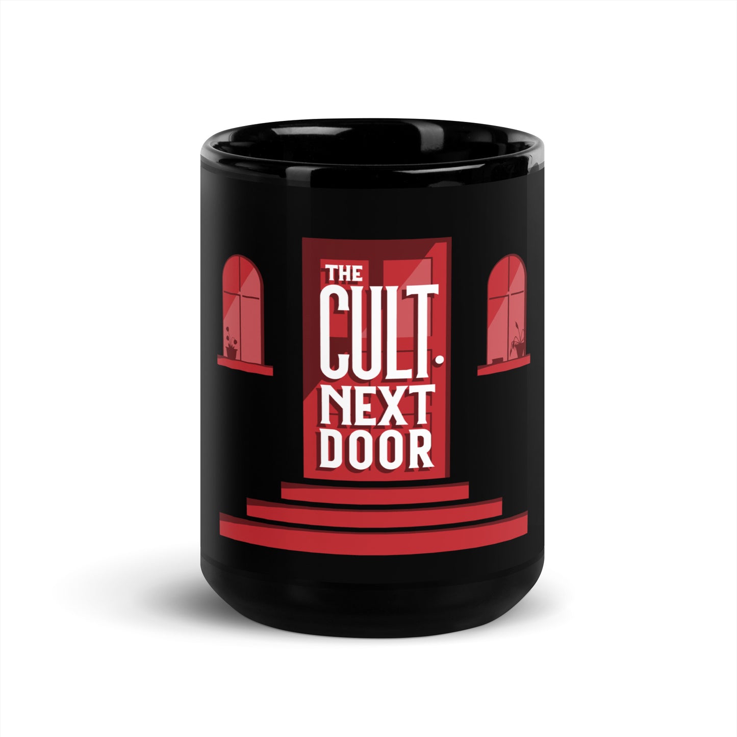 The Cult Next Door Podcast Black Glossy Mug